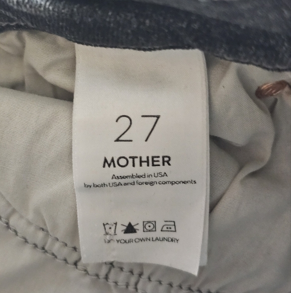 MOTHER Mid Rise Dazzler‎ Ankle Straight Leg Black Distressed Jeans 27 Preowned - Picture 10 of 11